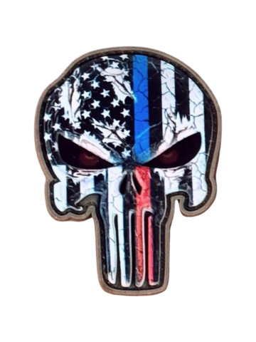 Thin Blue/Red Line Skull PVC Morale Patch - Tactical Outfitters