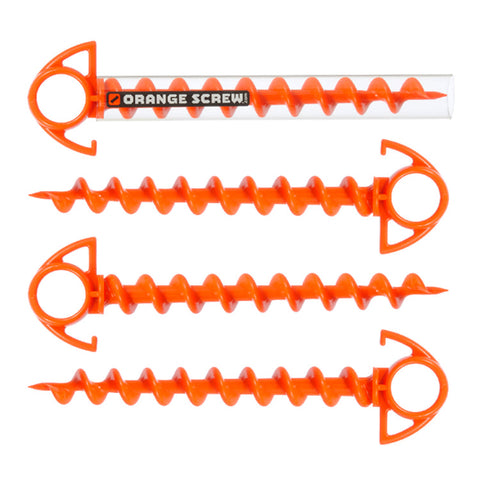 ORANGE SCREW GROUND ANCHOR SET (X4) - Tactical Outfitters